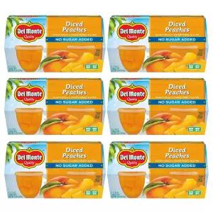 델 몬테 무설탕 다진 복숭아 과일 컵 스낵 3.75온스 팩
