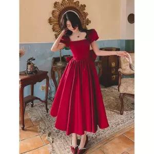 이브닝 레드 드레스 스냅촬영 시상식 들러리 파티 공주