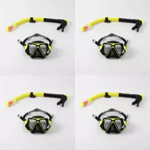 고급형 잠수경 스노클링 세트 옐로우 성인용 수영장