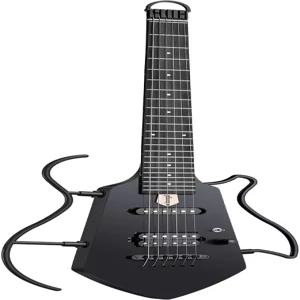 미니 트래블 일렉트릭 기타 연습용 소형 헤드리스 휴대용 컴팩트 솔리드 바디 이지 조립 스탠드 긱백 블랙