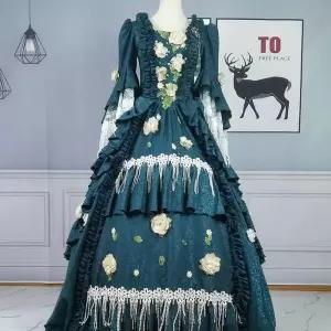 파티 중세 드레스 원피스 여성 유럽 궁중 무대 여왕 블랙