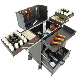 대형 메이크업 캐리어 3단 가방 블랙 바퀴분리 트롤리 이동식 수납 몽땅 리