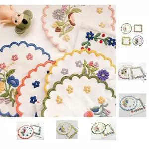 자수 패키지 컵받침 2종세트 수작업 집콕 프랑스 샘플러 자수도안