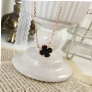 여성은목걸이 실버925 국내제작 오닉스 클로버 심플 실버 목걸이 은목걸이 (SILVER)