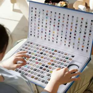 크리스탈 광석 표본 상자 지질 암석 수정 광물 세트 화석 장식품 선물 미네랄 교구 보석