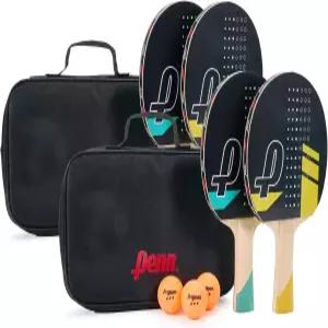 펜 4인용 탁구 패들 세트 - 5.0 4개 3성 볼 6개 보관 파우치 2개 라켓의 스핀 및 파워를 위한 고급 고무