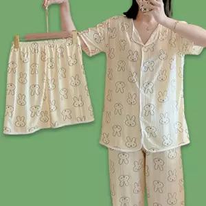 토끼 3종 바지 잠옷 홈웨어 여성 예쁜 세트 반팔