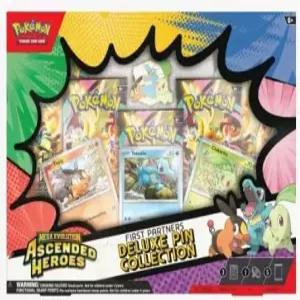 포켓몬 TCG 메가 에볼루션 업셋 히어로즈 디럭스 핀 컬렉션 포일 프로모션 카드 3장 1장 부스터 팩 5개