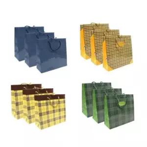 [문구] 고급 종이쇼핑백 4호 체크혼합 50개입