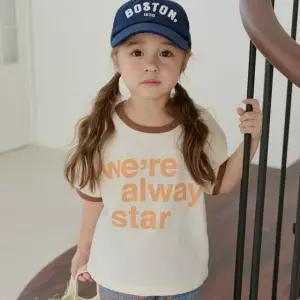 레터링 링거티 키즈 주니어 배색 반팔티