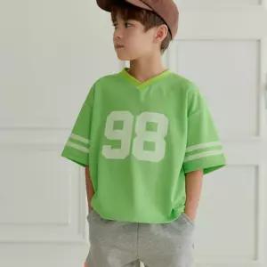 스포티 브이넥 맨투맨 키즈 주니어 반팔티