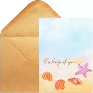 CHRIZ.Z Thinking of You 카드 - 크라프트 봉투가 있는 텍스처 종이에 싱글 헬로 인사이트 5 x 7 로즈 골드