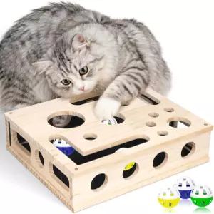 Wmbzxh 고양이 퍼즐 강화 상자 미로 네일 파일 래처 및 내장 사포 나무 손톱 다듬기 대신 스스 대안