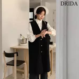 [드리다]드리다 여성 봄 가을 모던 브이넥 빅사이즈 롱 맥시 정장 조끼 베스트 40-50대 미시 여성 하객 상