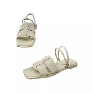 컴포트 고무창  소가죽 스퀘어토  여성 발목 스트랩 슬리퍼 겸 샌들 c24m508 (P