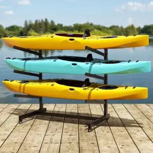 BaoTREE 트리 튼튼한 독립형 카약 보관 랙, 3개의 카약, 카누, SUP 업, 패들보드 및 서프보드용 조절 가능