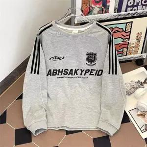 빈티지 맨투맨 상의 스틱 봄가을 커플 루즈핏 여자티 트레이닝 라운드 룩 원템3