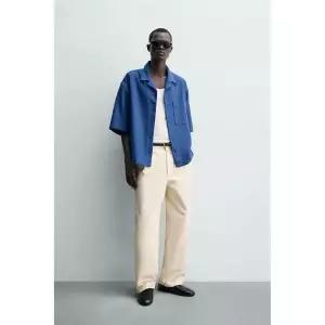 ZARA 박시핏 스트럭처 셔츠 - 블루