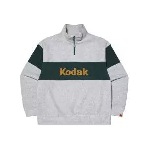 코닥 빅로고 블록 마이크로플리스 세미오버핏 반집업 맨투맨 WHITE MELANGE 1106564