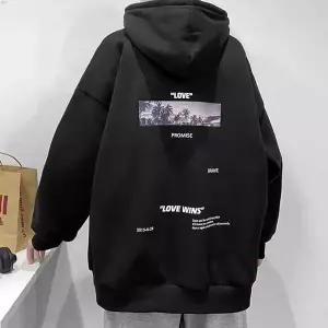 [셀러에이드]백 프린팅 기모 겨울 후드 티셔츠 루즈 핏 남자 코디