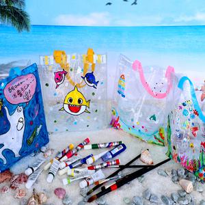 DIY비치백만들기/무지/비치백꾸미기/투명비닐가방