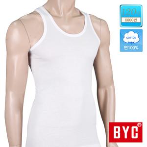 BYC 순면 남성 런닝 셔츠 120수 최고급 메리야스 남자 나시 부드러운 흰색 화이트 BYI6034