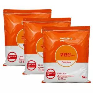 구연산 프리미엄 5kgx3개=15kg(무수)/섬유린스 세탁세제 청소세제/과탄산소다 베이킹소다/고구려디엠