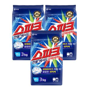 스파크 오리지널 세탁세제 리필 3kg x3개 일반/드럼 겸용 가루세탁세제