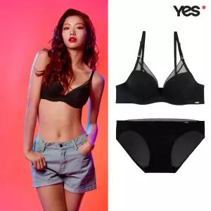 [롯데백화점]예스 시크 블랙 풀커버리지 삼각팬티 세트 YSWBX517YSWPX517