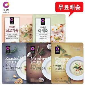 우리쌀수프/죽 30개 1box(구운마늘크림6+양송이크림6+크림수프6+쇠고기죽6+야채죽6)/무료배송