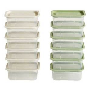 이지앤프리 직사각 밀폐용기 아이보리6P+올리브그린6P, 400ml, 1세트