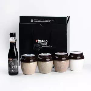 [화산수천일염]맛간장 + 구운소금단지 4종 선물세트