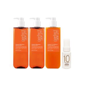 미쟝센 퍼펙트 세럼 샴푸 오리지널 680ml, 2개+컨디셔너 680ml, 1개+증정(살롱10 노워시 극손상 앰플 트리트먼트, 30ml, 1개)