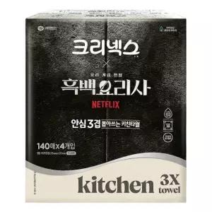 크리넥스 안심 3겹 뽑아쓰는 키친타월 140매 4개입 1팩 
