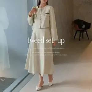 핫핑 [하객룩][고급미] 머스티 자가드 트위드 투피스set