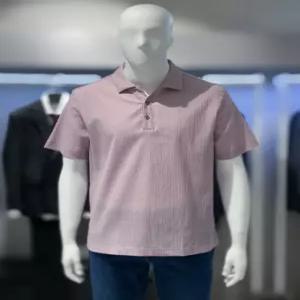 [트루젠] 트루젠 다크핑크 플리츠원단 트임카라 남자 반팔 티셔츠 326617001022-1