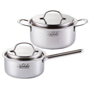 [한일스텐레스] 통5중 IH 뉴 아델리오 스텐냄비 2종 세트 (16편수+20양수)
