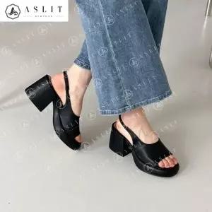 [애슬릿] 통굽 키 높이 하이 힐 여성 토 오픈 샌들 슬링백