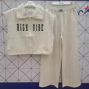 TC01 로고 포인트 집업 카라 조끼/9부 셋업 와이드 바지 셋트  24B0783/0784