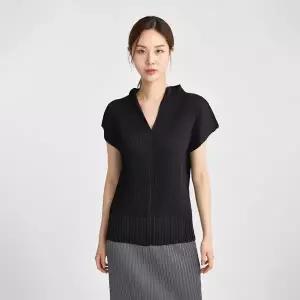 [플리츠미](대구신세계)V넥 피아노 플리츠 티셔츠_EPTSM324010