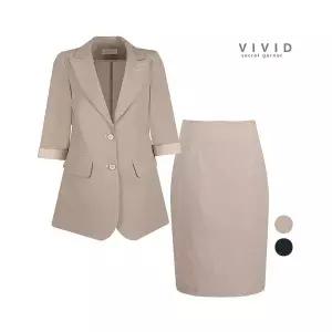 [하프클럽/비비드시크릿가너]SET 여성 여름 투버튼 마터치 정장 자켓 스커트