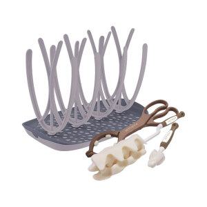 신생아 세척용품 세트 (젖병건조대 베이지+젖병브러쉬 코코아 +젖꼭지브러쉬 코코아 +젖병집게 코코아)