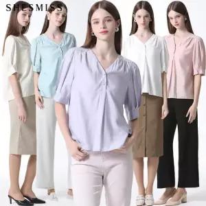 [쉬즈미스] 레이디 브이 셔링 블라우스