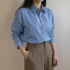 코발트블루 소라색 하늘색 흰셔츠 흰색블라우스 여성 와이셔츠 남방