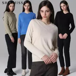 [쉬즈미스][쉬즈미스(SHESMISS)] 브이넥 시보리 니트 탑 (택가격118000원)