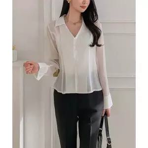 [2컬러/실키블라우스] 실키샤벳블라우스 레이어드