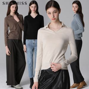 [쉬즈미스(SHESMISS)] 오픈카라 니트 탑