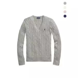 [폴로랄프로렌]랄프 로렌 여성 브이넥 코튼 꽈배기 니트