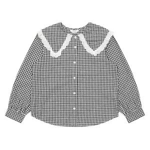 [보리보리/에꼴리에]여아 체크 레이스 카라 블라우스 23A5651_BK
