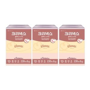 크리넥스 클래식 소프트 천연펄프 미용티슈 2겹, 230매, 6입, 3개